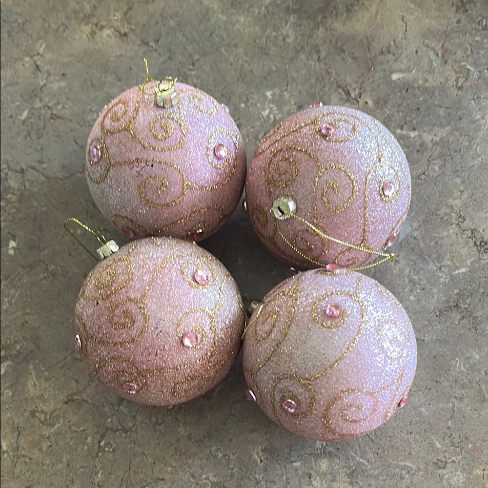 Elegant Pink and Gold Holiday Ornaments